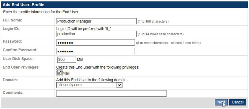Add End User Profile