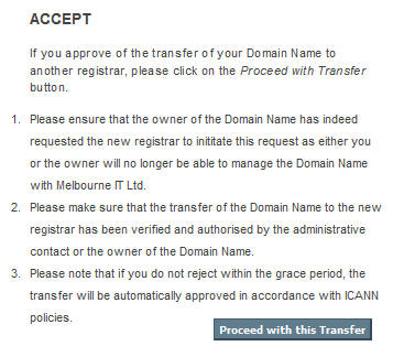 Transfer approval form from losing registrar 